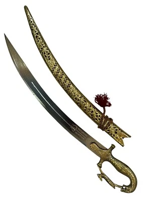 "Espada corta de boda de un novio aspecto dorado cara de león hoja de acero vaina de latón 24""" Foto 1 de 4