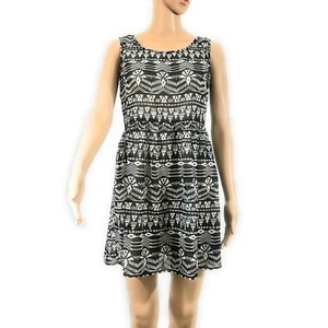 BeBop Womens Swimsuit Cover Up Dress Sz Small Black White Sheer Sleeveless Aztec - Bild 1 von 12