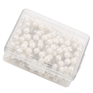 200pcs Round Ball Plastic Pushpin Thumbtack Pins Decor Accessory Tool (White) - Picture 1 of 22