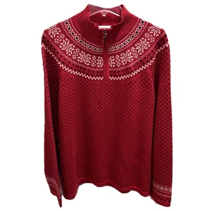 NWT Breckenridge Women's 2X Long Sleeve Half Zip Pullover with Mock Neck in Red - Picture 1 of 9