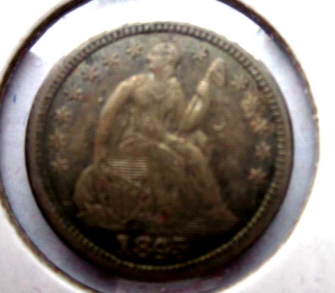 1845 SEATED LIBERTY HALF DIME 5c COIN PHILADELPHIA MINT RARE COIN HARD DATE Cover