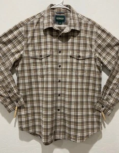Men's Outdoor Life Canvas Shirt Size L Long Sleeve Button Down Pockets Plaid EUC - Picture 1 of 5