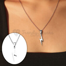 Dainty Tiny Silver Lightning Bolt Pendant White Gold Plated Cable Chain Necklace