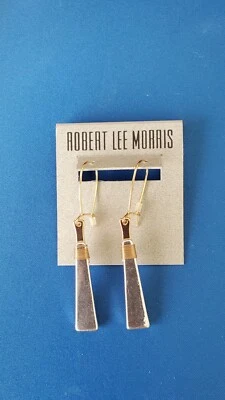 Pendientes geométricos largos Robert Lee Morris dos tonos oro-plata - NUEVO Foto 1 de 2
