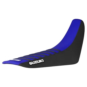 2001-2024 Suzuki DR 650 gripper seat cover BLACK /BLUE/BLACK ribs #244 LOGO - Picture 1 of 5