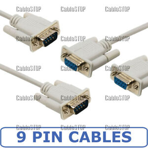 9 Pin RS232 Straight Serial Null Modem Male and Female Data Computer PC Cable