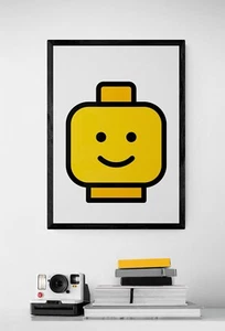 ~* Stampa da parete funky fine art testa da uomo Lego *~ P&P gratuito - Foto 1 di 2