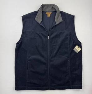 Gilet pile St Johns Bay Adirondack uomo XL grigio navy tasche full zip - Foto 1 di 8