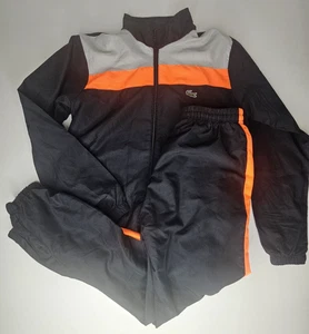 Boys Lacoste Track Suit Full Zip Windbreaker Jacket & Pants Size 16 Black - Picture 1 of 12