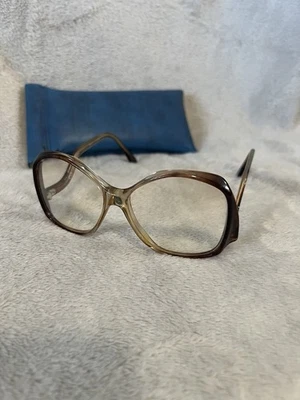Vintage 70s 80s Drop Arm Eyeglasses Frames  Hipster Brown - Image 1 of 4