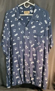 The Foundry Men Beach Button Up Shirt 2XL Surf Board Palm VW Bus Navy Short Sl - Picture 1 of 10