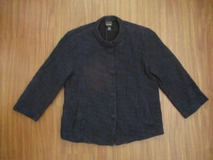 Eileen Fisher Blouse Top Womens Size Small Navy Blue Button Snap 100% Cotton - Picture 1 of 19