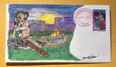 2025 Powwows Forever Stamp C117 Betty Boop Indian Maiden FDC/OOAK - Image 1 of 4