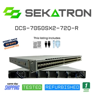 🔀 Arista DCS-7050SX2-72Q-R • 48×10G SFP+ • 6×40G QSFP+ • Doble fuente de alimentación • ⚡Envío rápido Foto 1 de 2