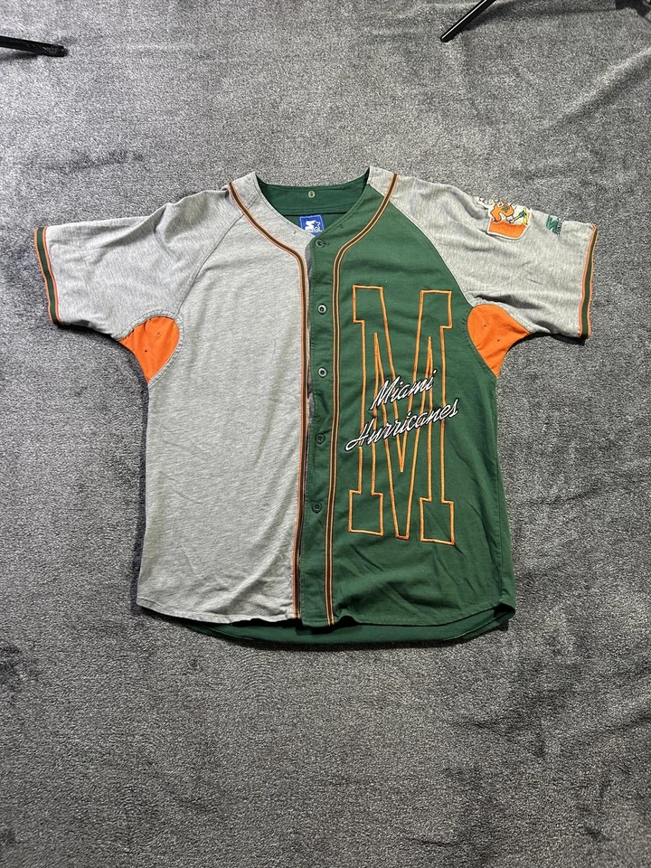 Camiseta deportiva vintage de los Miami Hurricanes para hombre XL verde gris béisbol universitario iniciador años 90 Foto 1 de 4