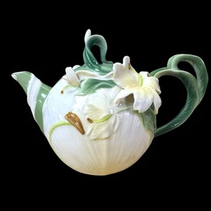Pier 1 "Ingwer Lily" Floral Garden Cottagecore Porzellan 32 Unzen Teekanne - Bild 1 von 7