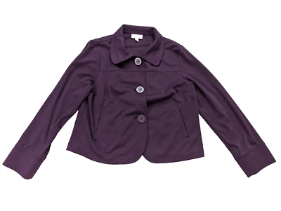 Studio Works Women's Jacket Size M Purple Stretch Knit Blazer Lightweight - Image 1 of 4