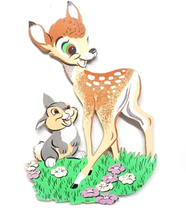 Tablero de prensa colgante de pared y golpeador vintage Disney Bambi alrededor de la década de 1960 16" de alto - Imagen 1 de 6