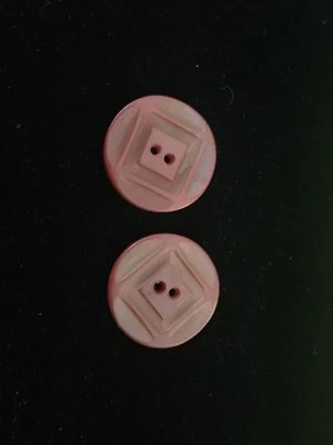 Pair Bakelite Button Lot Red Burgundy 2 hole Sweater Vintage Round Square - Image 1 of 2