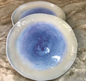 Cynthia Rowley New York Melamine Dinner Plates Set Of 4 Pretty Blue And Gray New - Picture 1 of 12