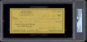 Zack Wheat Bank Check Signed Auto PSA/DNA Slab Brooklyn ID:465746 - Picture 1 of 2