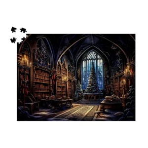Rompecabezas de vacaciones de biblioteca gótica de invierno: rompecabezas de 500 piezas de Durazza - Imagen 1 de 3