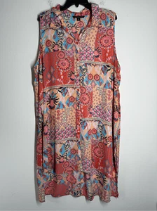 Zac & Rachel Women’s Bohemian Button Down Long Line Peach Dress Size 3X - Picture 1 of 14