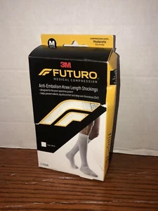 3M FUTURO MEDICAL COMPRESSION Anti-Embolism Knee Length Stockings Size M White - Picture 1 of 4