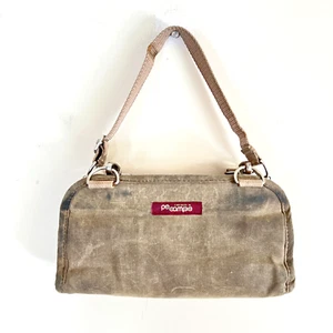 Po Campo Handlebar Bag Purse Wristlet Tan Brown Waxed Canvas Green Interior - Picture 1 of 12