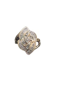 Genuine 10kt Yellow Gold 0.25 Carat Natural Diamond Cocktail Ring Size 7 - Picture 1 of 3
