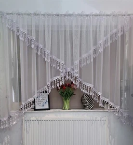 Amazing voile net curtain with guipure lace firany - Picture 1 of 4