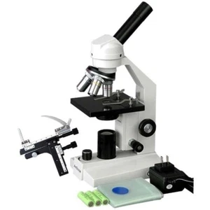 Microscopio monocular para estudiante Amscope 40X-1000X con pinza mecánica - Imagen 1 de 8