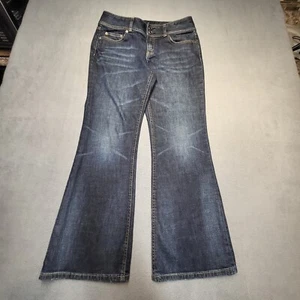 London Jeans Womens 10 Blue Flare Leg Distressed Stretch Denim - Picture 1 of 11