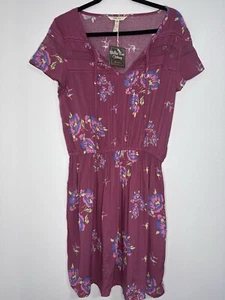 NWT Matilda Jane Medium Mauve Pink Floral Women's Lace Trim Blouson Dress - Picture 1 of 8