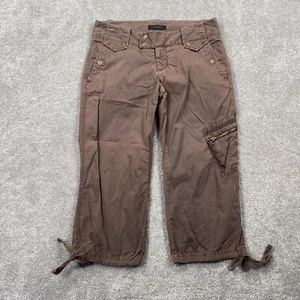 Express Women's Stretch Drawstring Hem Long Cargo Capri Low Rise Size 2 Brown - Picture 1 of 13