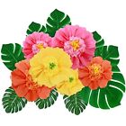 Large Tissue Paper Flowers Faux Palm Leaves Set, 24'' /12'' Colorful Giant Pa...