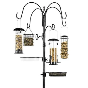 Bird Feeders Feeding Station 6-Hook Steel Multi-Feeder Stand 4 Feeders 89-inch - Picture 1 of 12