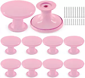 10Pcs Metal Cabinet Knobs Pink Drawer Knobs, round Shaped Dresser Knobs Cute - Picture 1 of 7
