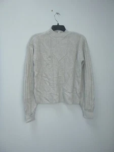 St. John's Gray Mock Neck Cable Knit Pullover Sweater Wmn's Sz XS Balloon Sleeve - Picture 1 of 4