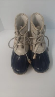 Jack Rogers Duck Boots  Ankle Womens Size 7 Blue/white Gold Rain Snow - Image 1 of 4