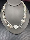 ￼ Vintage Necklace 16” MOP white tam layered beaded style jewelry