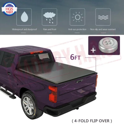 6ft Bed Soft 4-Fold Tonneau Cover For 2005-2015 Toyota Tacoma Pickup 72" Foto 1 de 4