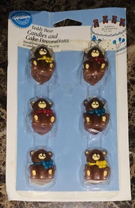 Juego de 6 velas de cumpleaños vintage Wilton Teddy Bears pastel nuevas y selladas 1998 - Imagen 1 de 1