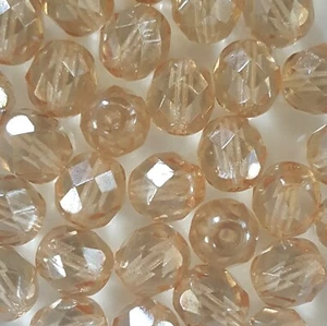 30 CHAMPAGNE LUSTRE CZECH GLASS FIRE POLISH BEADS 8MM COLOUR NO. 14413 - Picture 1 of 4