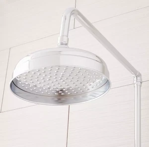 Signature Hardware Baudette Exposed Pipe Shower Set with Rainfall Head, Chrome - Picture 1 of 2