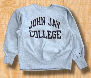 VINTAGE 80s CHAMPION JOHN JAY COLLEGE MEDIUM REVERSE WEAVE CREW NECK SWEAT SHIRT - Picture 1 of 11