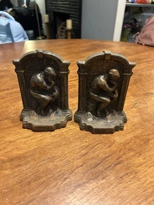 Vintage Rodin The Think Gusseisen Metall Buchstützen - Bild 1 von 3