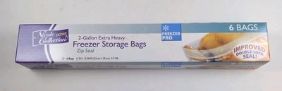 NICOLE HOME COLLECTION Premium Clear 2 Gallon Extra Heavy Plastic Zip Seal Freezer Storage Bags, 6 Bags