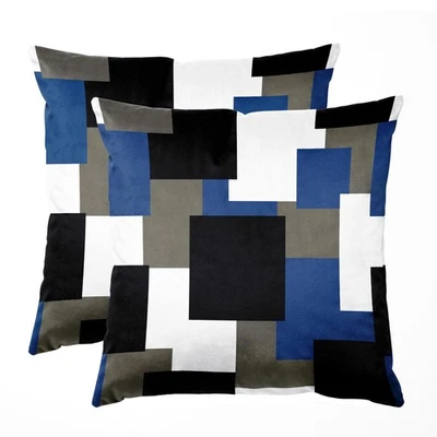 Royal Blue Throw Pillow Covers, 18x18 Inches Set of 2 Modern Abstract Geometr... - Image 1 of 4