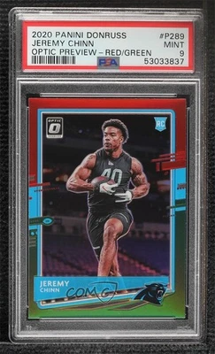 2020 Donruss Optic Preview Red and Green Prizm Jeremy Chinn PSA 9 MINT Rookie RC - Image 1 of 2